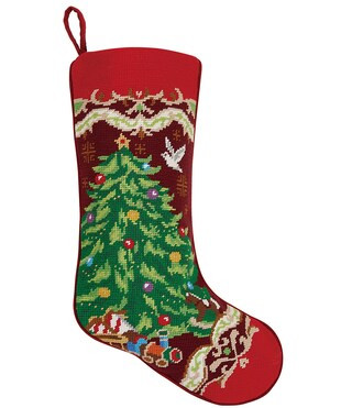 Peking Handicraft Christmas Tree Needlepoint Embroidered Holiday Stocking | Dillard's | Dillard's