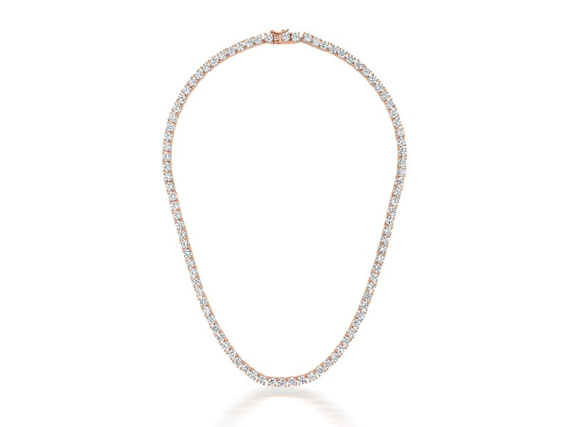 3mm Clear Cubic Zirconia, 18K Rose Gold Plated over Sterling Silver Tennis Necklace | JTV Jewelry