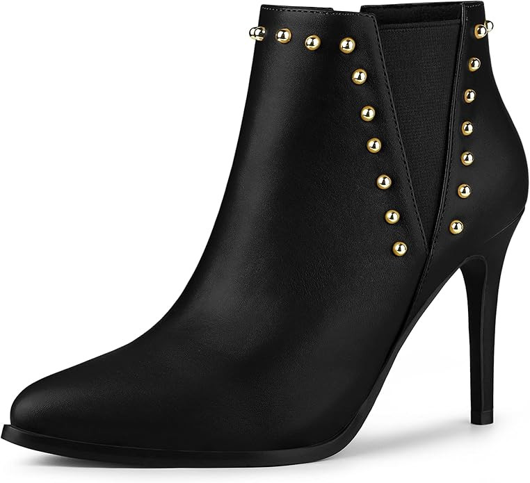 Allegra K Women's Pointed Toe Stiletto Heels Heel Chelsea Ankle Boots | Amazon (US)