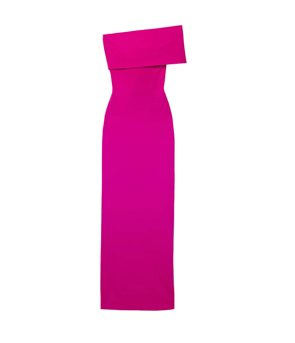 Lana One Shoulder Crepe Knit Maxi Dress in Fuchsia | Mode Sportif