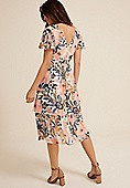 Floral Mesh Flutter Sleeve Midi Dress | Maurices
