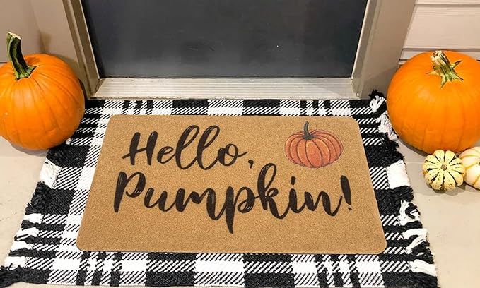 Hello-Pumpkin-Welcome-Doormat for Outdoor-Entrance - Coir-Front-Door-Mat with Non-Slip Backing Fa... | Amazon (US)