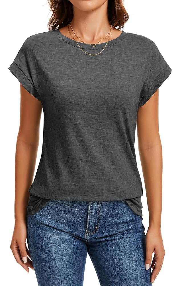 Womens Summer Tops Going Out Workout Outfits Spring T Shirts Business Casual Dressy Fashion Trend... | Amazon (US)