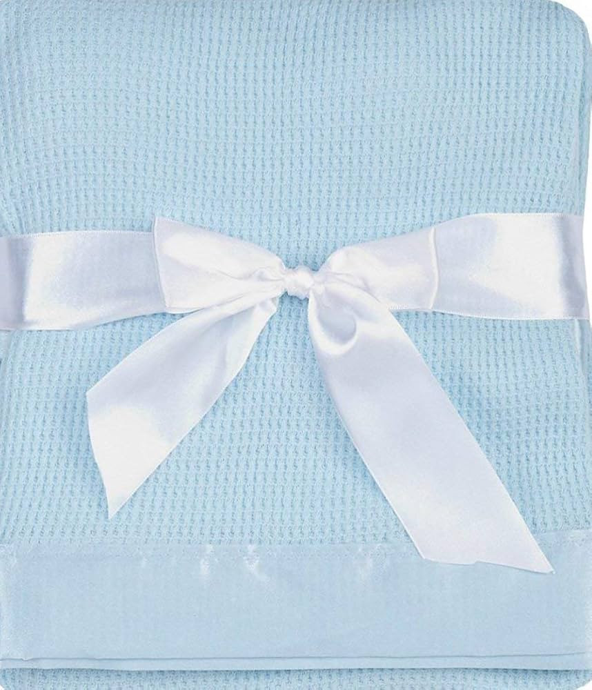UniBabe Thermal Waffle Weave Baby Blanket with Satin Nylon Trim (Blue) | Amazon (US)