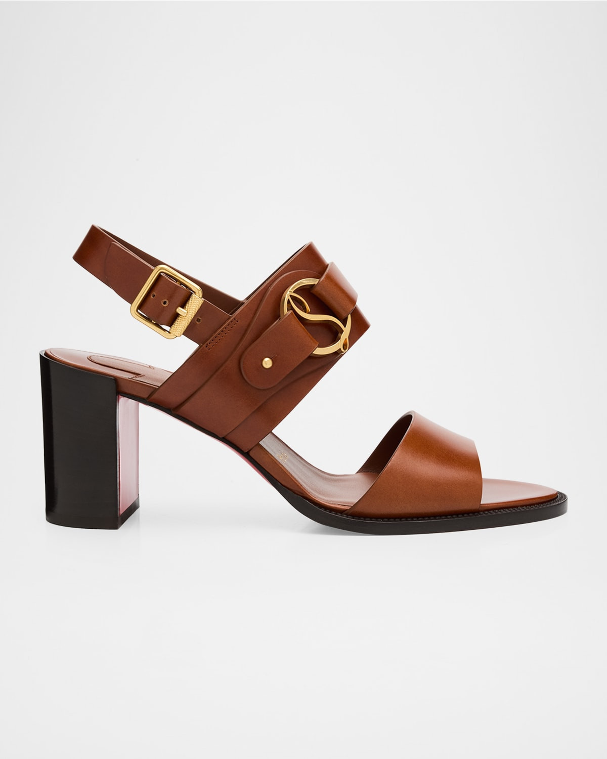 70mm Her in Roma Leather Block-Heel Sandals | Neiman Marcus