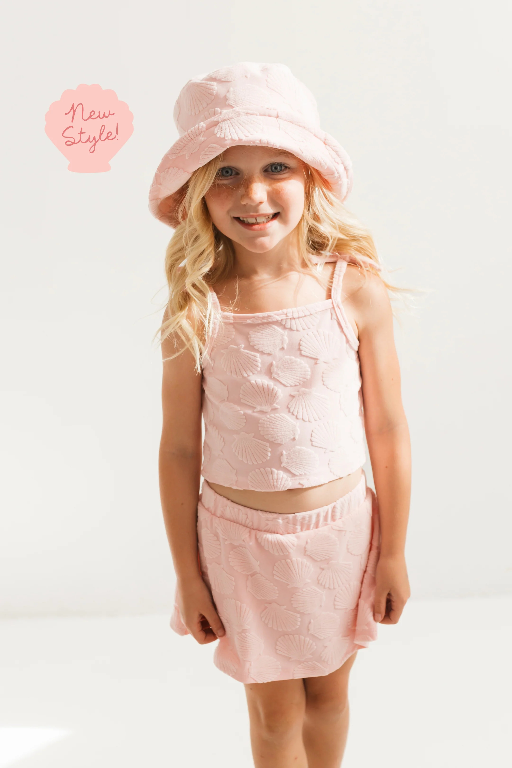 Pink Seashell Terry Tank Skort Set | Girls Beach Vacation Outfit | In My Jammers | In My Jammers