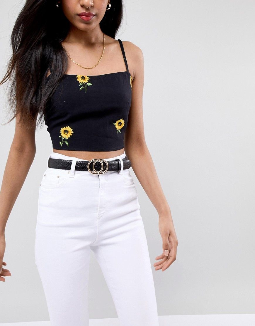 Glamorous Black Round Double Circle Belt - Black | ASOS UK