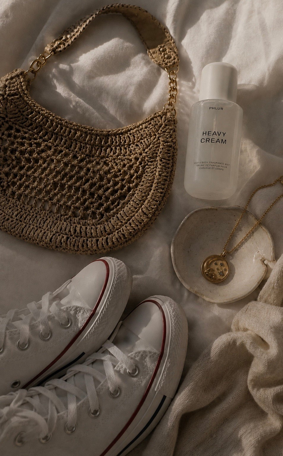 Raffia bag, summer bag, white sneakers, gold necklace, perfume, phlur perfume

#LTKootd #LTKSeasonal #LTKSaleAlert
