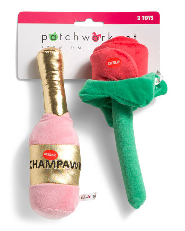 2pc Champagne And Flower Pet Toy Set | TJ Maxx