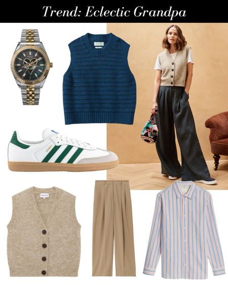 Stemming from Gen Z’s seamless blend of ‘old’ and ‘new’, Eclectic Grandpa is a gender-neutral style that draws inspiration from grandad’s wardrobe. Create the look by coveting knitted vests, slouchy trousers, oversized shirts with trainers or loafers.

#LTKeurope #LTKstyletip