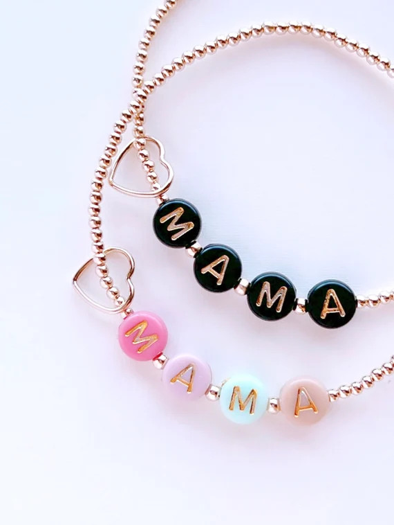 14kt Gold Filled Love Mama Beaded Bracelet  Personalized | Etsy | Etsy (US)