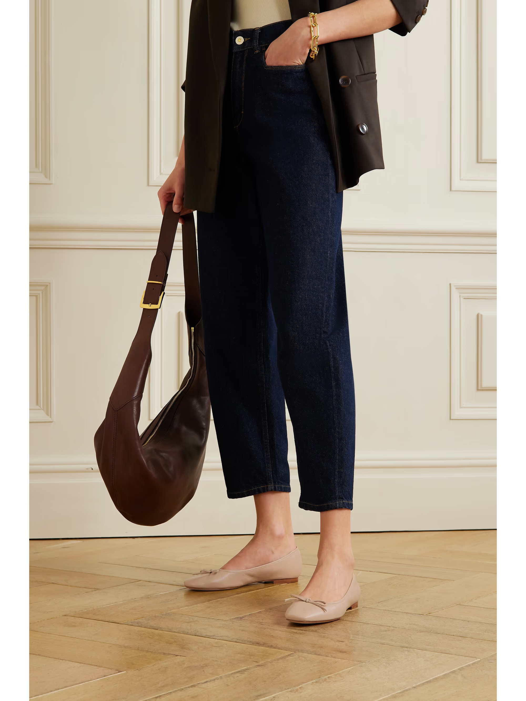 Bow-embellished leather ballet flats | NET-A-PORTER (UK & EU)