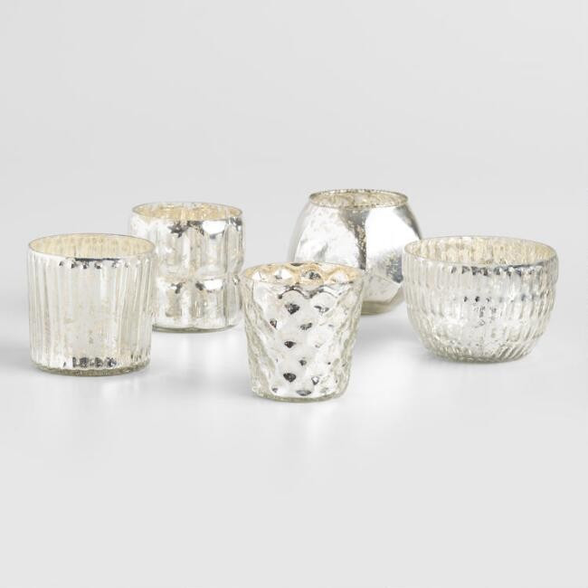 Silver Mercury Glass Votive Candleholders Set of 5 | World Market