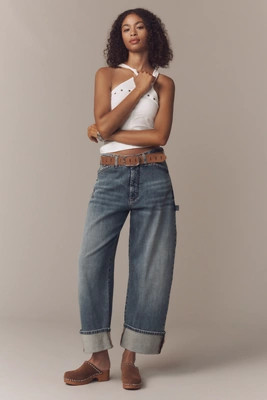Pilcro Carpenter Bow High-Rise Barrel Jeans | Anthropologie (US)