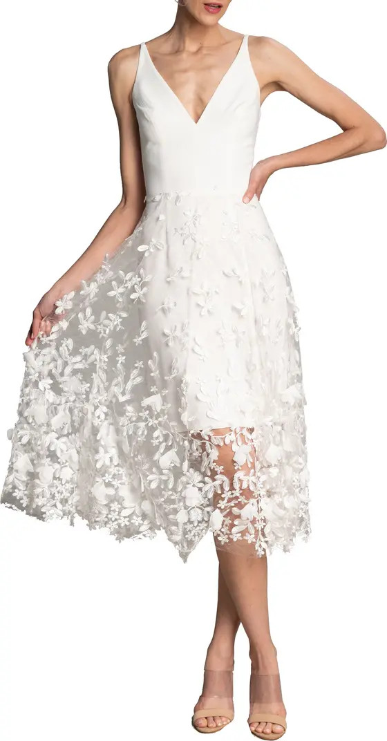 Darleen V-Neck Embroidered Mesh Cocktail Dress | Nordstrom