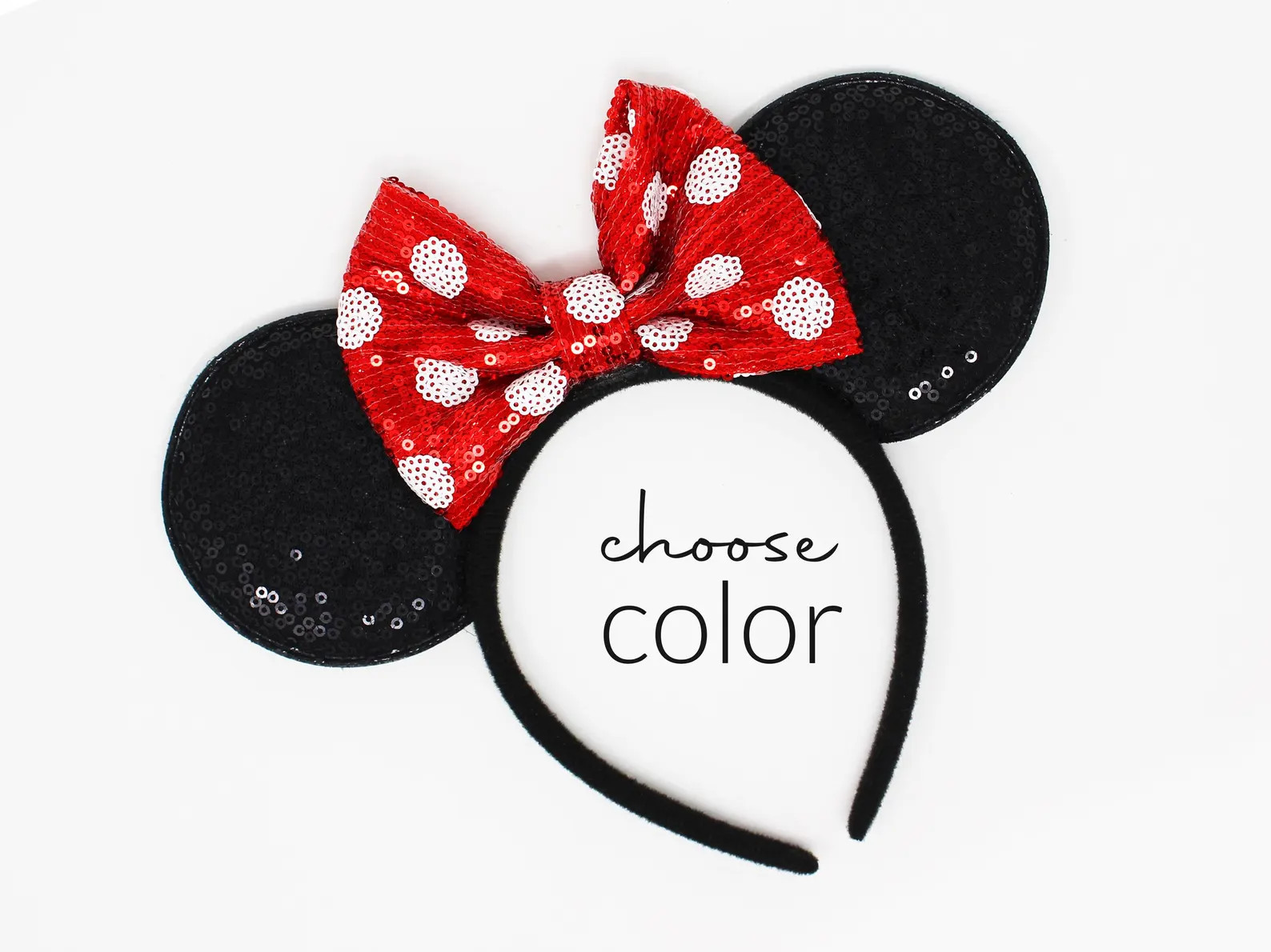 Mouse Ears Headband One Size | Kids and Adult Party Mouse Ears | Black Sequin Mouse Ears | Choose... | Etsy (US)