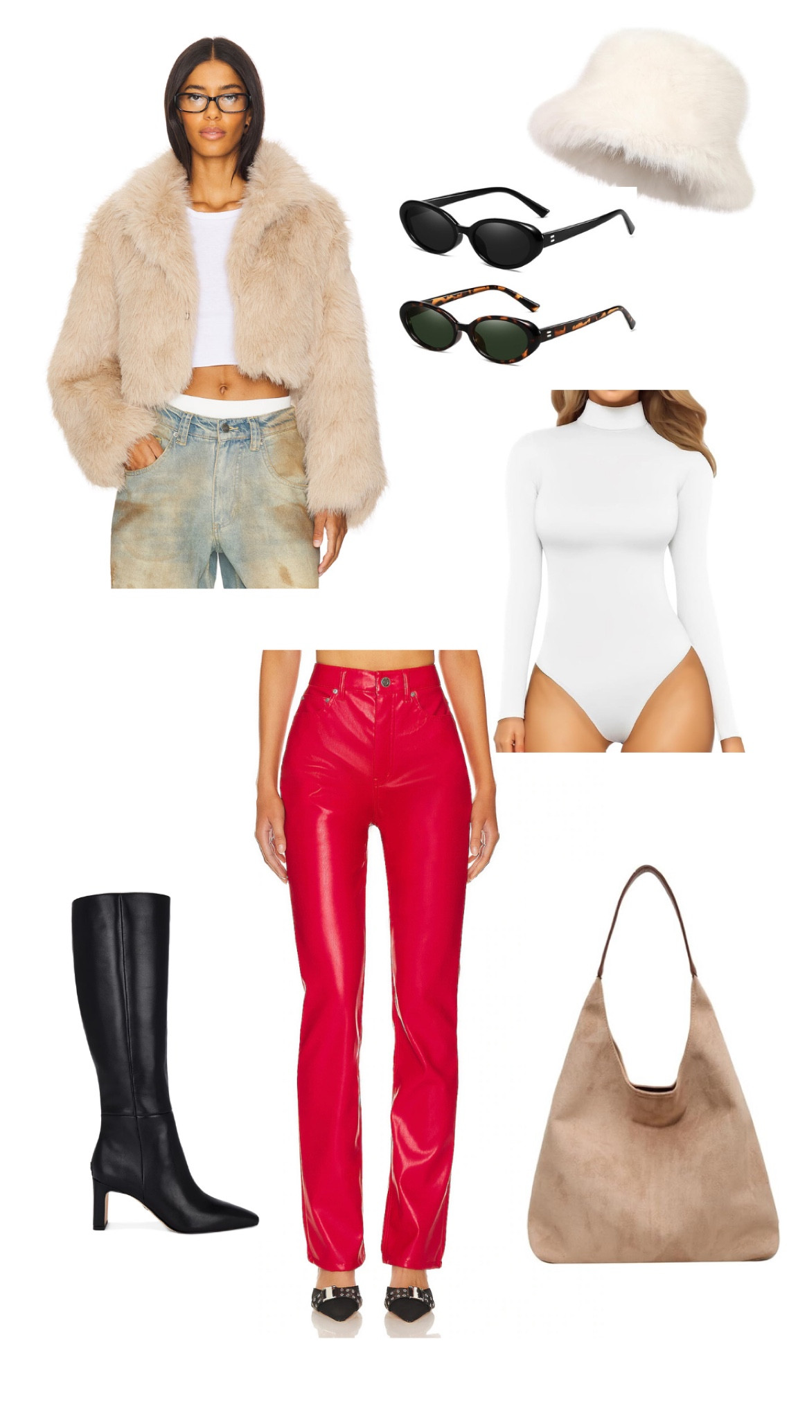 Red leather pants cropped fur jacket white bodysuit black leather boots and suede purse 🫶🏽

#LTKU #LTKSeasonal #LTKHoliday