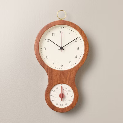 Wood and Brass Kitchen Clock and Timer - Hearth & Hand™ with Magnolia | Target
