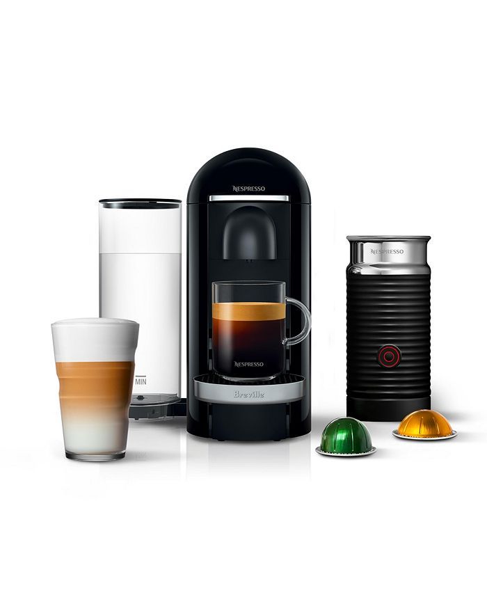 Nespresso Vertuo Plus Deluxe Coffee and Espresso Maker by Breville, Piano Black with Aeroccino Mi... | Macys (US)