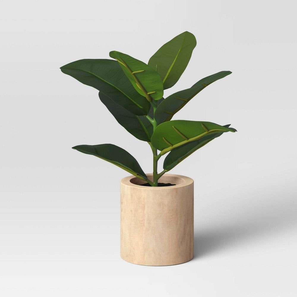 Small Rubber Leaf Wood Pot - Threshold | Target