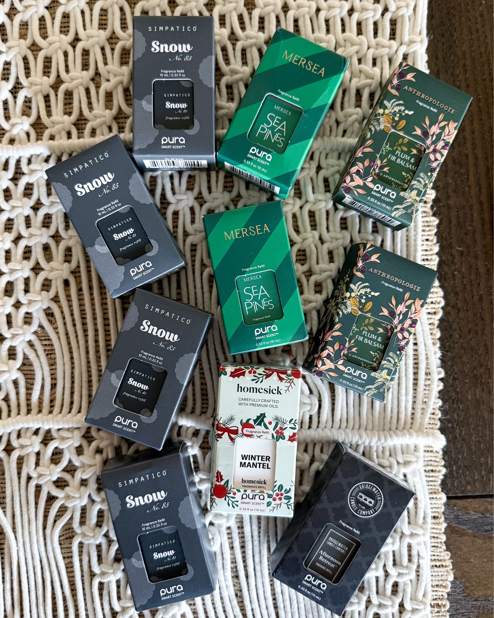 Holiday scent lineup is officially stocked & ready to switch over the second Thanksgiving is done. If you use Pura too, you already know why I love it. It’s a smart home diffuser that lets you adjust the intensity, set schedules, swap between two scents in one device, + control everything from your phone. It fills the house so evenly & makes every room smell like you actually put effort into it, even on the busiest days. These are the winter fragrances I reorder every single year because they last, they’re strong without being overpowering, & they instantly make the whole house feel warm + festive.

holiday home fragrance - Pura holiday scents - winter home diffuser - smart diffuser fragrance - Pura refill favorites - Simpatico Snow fragrance - Mersea Sea Pines fragrance - Anthropologie Plum and Fir Balsam fragrance - Homesick Winter Mantel fragrance - seasonal scent lineup - cozy Christmas scent ideas - holiday home essentials - winter home decor refresh - festive fragrance picks - Christmas house scent ideas - smart home scent system - holiday gifting ideas - winter home atmosphere

#LTKHoliday #LTKHome #LTKGiftGuide