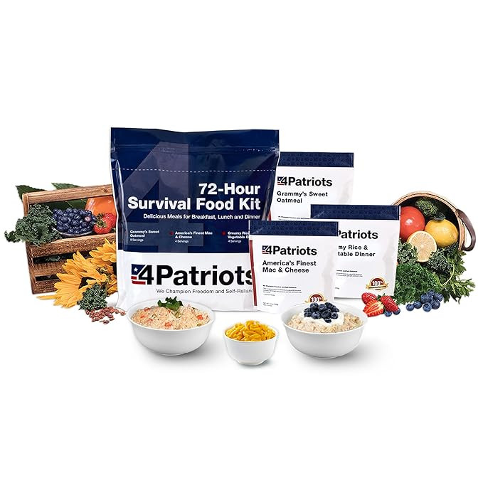 4Patriots 72-Hour Survival Food Kit: Emergency Food Supply Designed to Last 25 Years, 20 Servings | Amazon (US)
