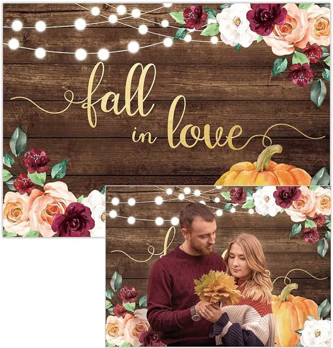 Funnytree Fall in Love Backdrop Pumpkin Flower Autumn Party Background Wedding Love Bridal Shower... | Amazon (US)