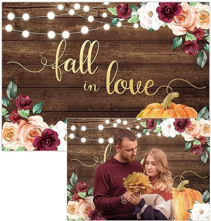 Funnytree Fall in Love Backdrop Pumpkin Flower Autumn Party Background Wedding Love Bridal Shower... | Amazon (US)