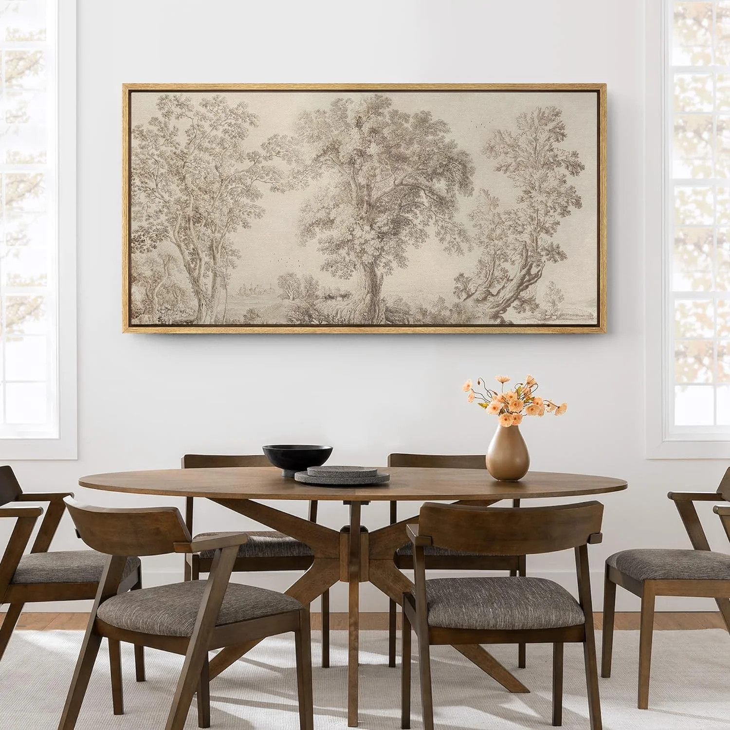 IDEA4WALL Extra Large Framed Canvas Print Wall Art intage Arboreal Trees in an Etching Artwork Na... | Walmart (US)