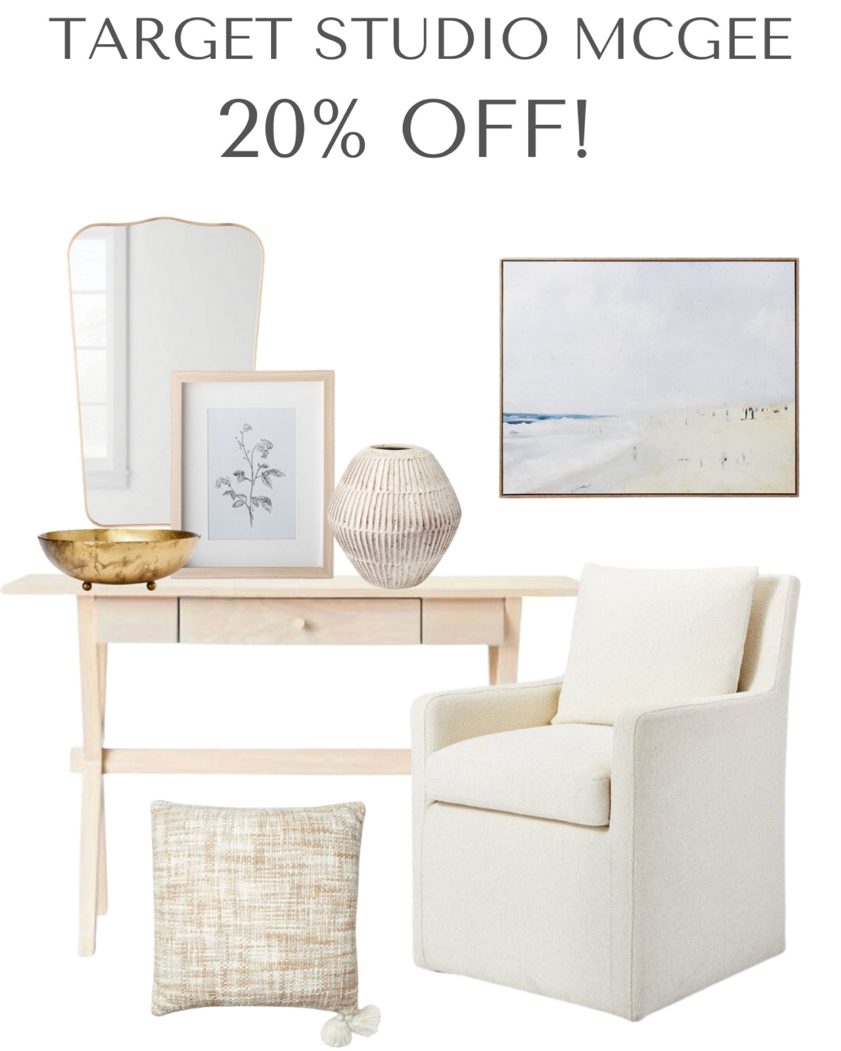 Target Studio McGee sale items!  Home decor pieces are part of Target Circle offer, so make sure to download that!

Home decor 
Target home
Artwork 
Pillows
Console table
Mirror 
Armchair 

#LTKunder50 #LTKhome #LTKsalealert