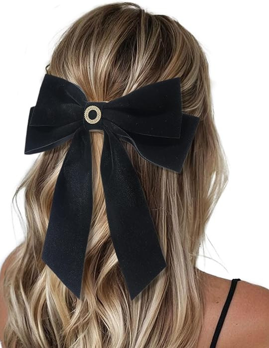 2Pcs Velvet Hair Bows Set – Black Elegant Bow Clip & Long Ribbon Hair Clip, Personalized Hair A... | Amazon (US)