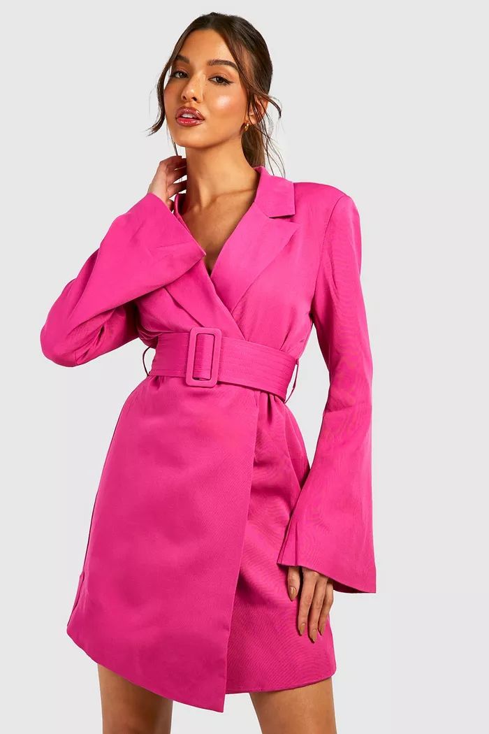 Split Sleeve Belted Blazer Dress | boohoo (US & Canada)