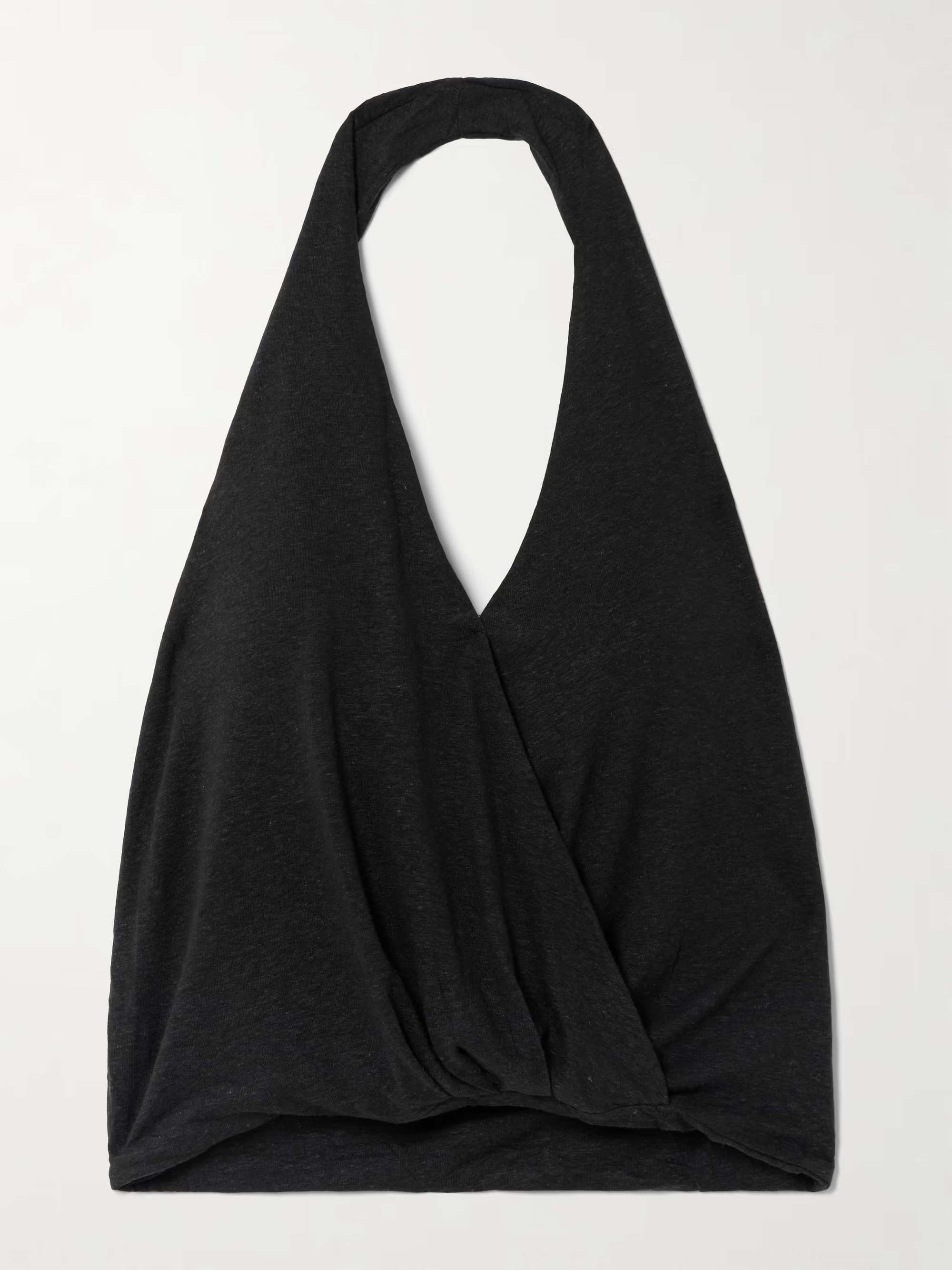 Slub linen and Lyocell-blend jersey wrap-effect top | NET-A-PORTER (US)