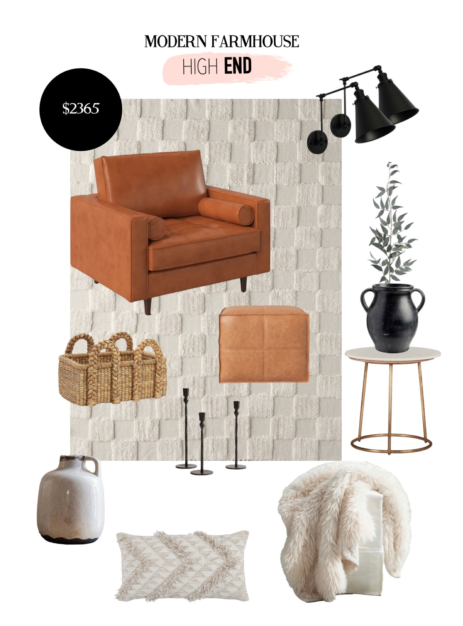 Modern Farmhouse High End Budget, leather chair, brown leather, modern rug, neutrals and browns

#LTKFind #LTKstyletip #LTKhome