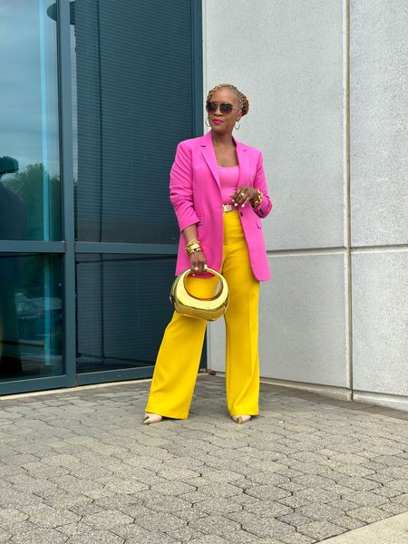 Spring workwear office wear brunch pink and yellow outfit 

#LTKover40 #LTKstyletip #LTKmidsize