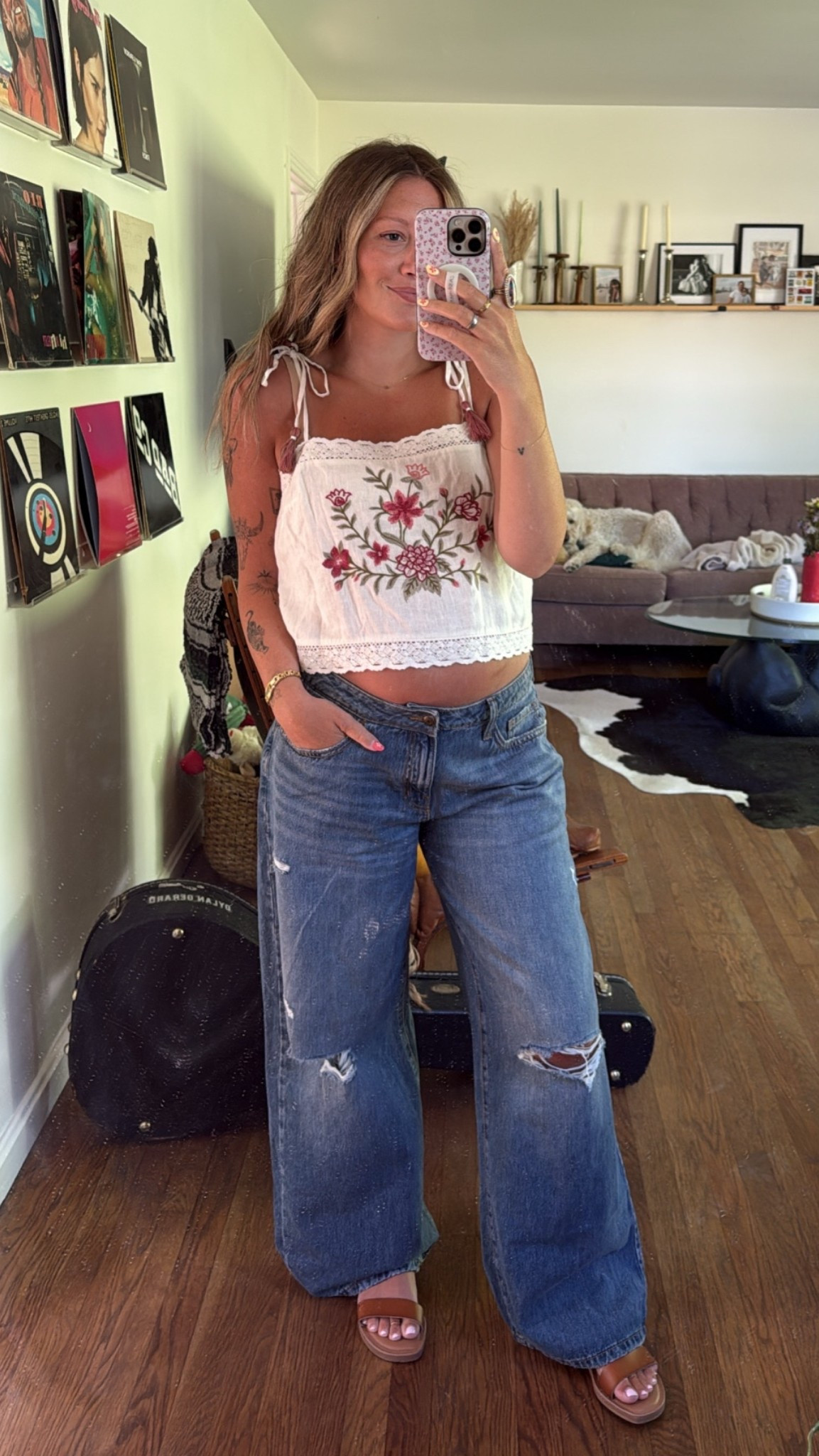 Shirt sized up to a medium
Pants sized up to a 12 to fit the bump (usually I’m a 4/6)

#LTKBump #LTKootd