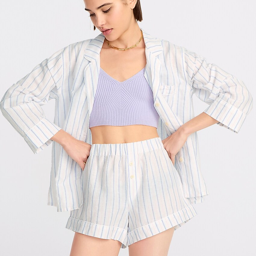 Cotton-linen pajama short set in stripe | J. Crew US