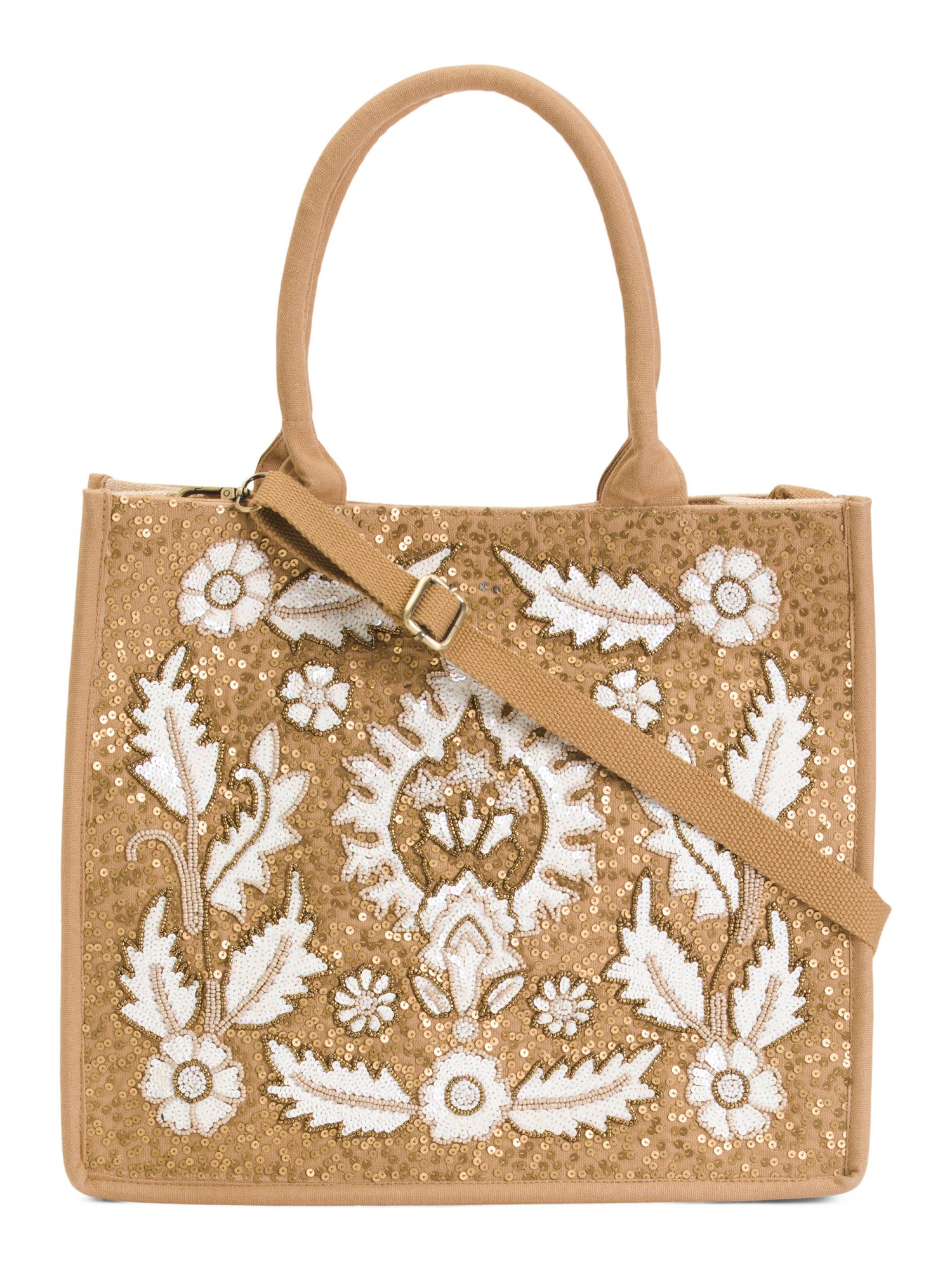 Beaded And Sequin Box Tote | TJ Maxx