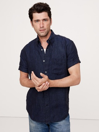Standard-Fit Linen Short-Sleeve Shirt | Banana Republic (US)
