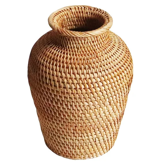 XKHHLH Wicker Flower Basket Rustic Rattan Vase Plant Stand Woven Straw Basket Dried Flower Vase C... | Walmart (US)