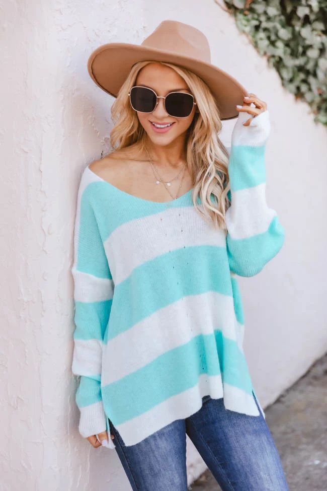 Charade Of Love Striped Blue Sweater FINAL SALE | The Pink Lily Boutique