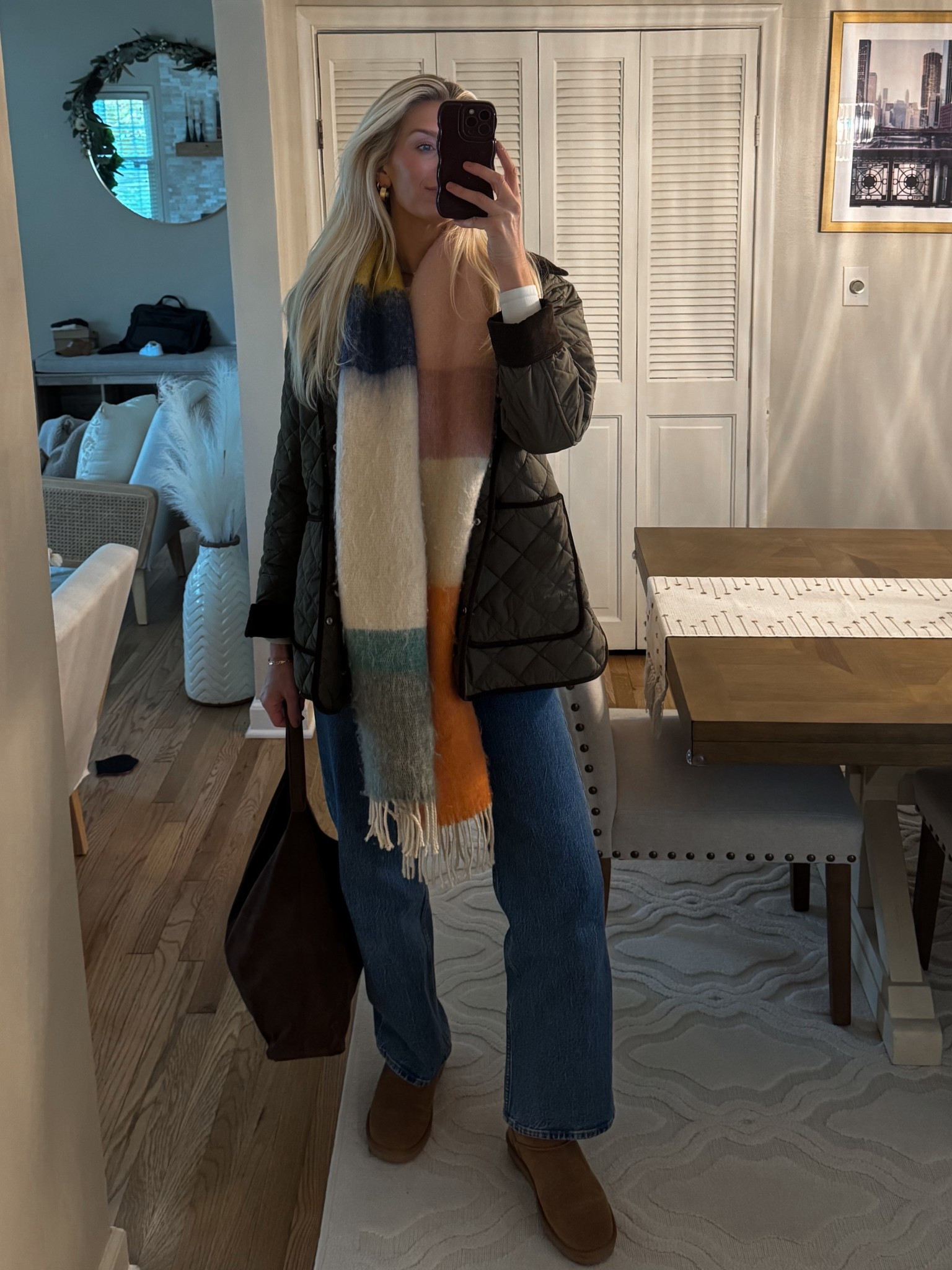 Fall fashion errands outfit 
Jeans Abercrombie size 27 long
Jacket H&M size large oversized fit
Similar scarf linked 

#LTKTall #LTKSeasonal #LTKHoliday
