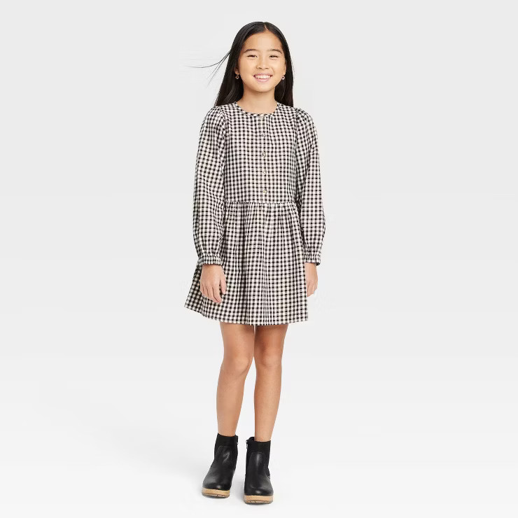 Girls' Long Sleeve Plaid Dress - Cat & Jack™ | Target