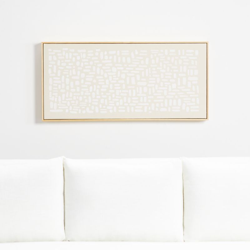 'Patchwork White' Framed Hand-Painted Raw Canvas Wall Art 40"x19" + Reviews | Crate & Barrel | Crate & Barrel