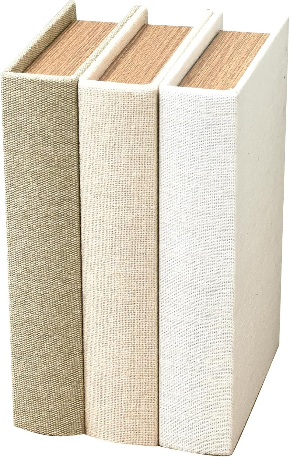 Modern Linen and Wood Decorative Faux Book Boxes Set of 3,10", Taupe,Beige,Off White | Amazon (US)