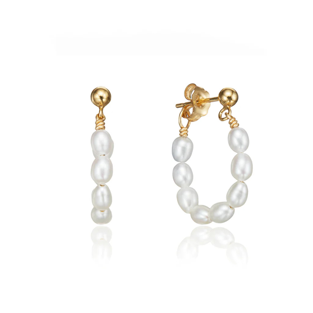 Gold Seed Pearl Hoop Earrings | Lily & Roo