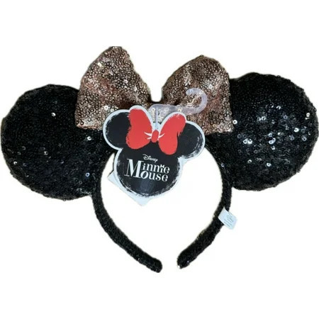 Disney Minnie Mouse Black Sequin Ears w/ Rose Gold Sequin Bow | Walmart (US)