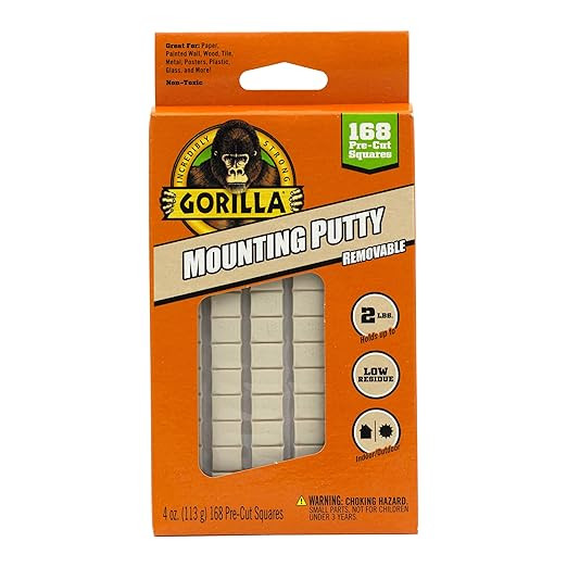 Gorilla Mounting Putty, Natural Tan Color, 168 Pre-Cut Squares (Pack of 1) - Non-Toxic Removable ... | Amazon (US)