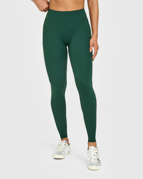 SoftMotion™ High Waisted Leggings with White Logo 
 Dark Racing Green | Oner Active (UK / US)