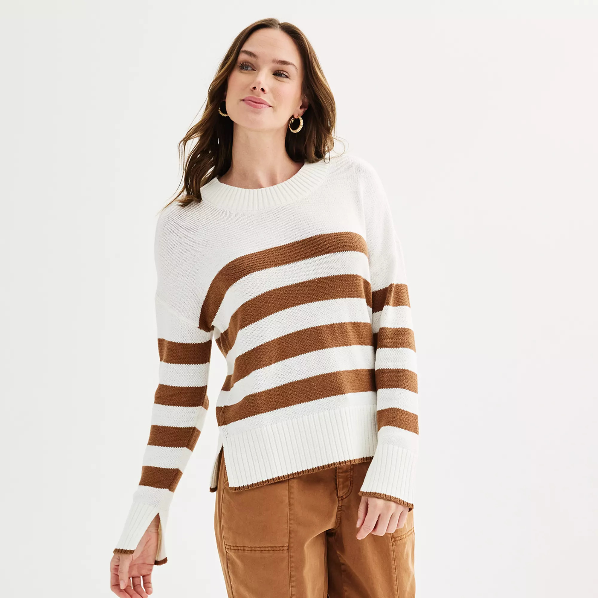 Women's Sonoma Goods For Life® Side Slit Crewneck Sweater | Kohl's